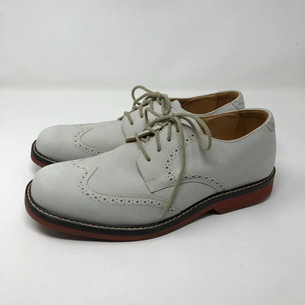 Johnston & Murphy Sheepskin Suede Oxford Loafers Laced Mens 8.5 M Gray Preppy